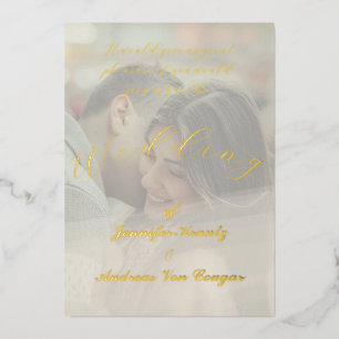 En Aluminium Peony Floral Photo Mariage Foil Invitation