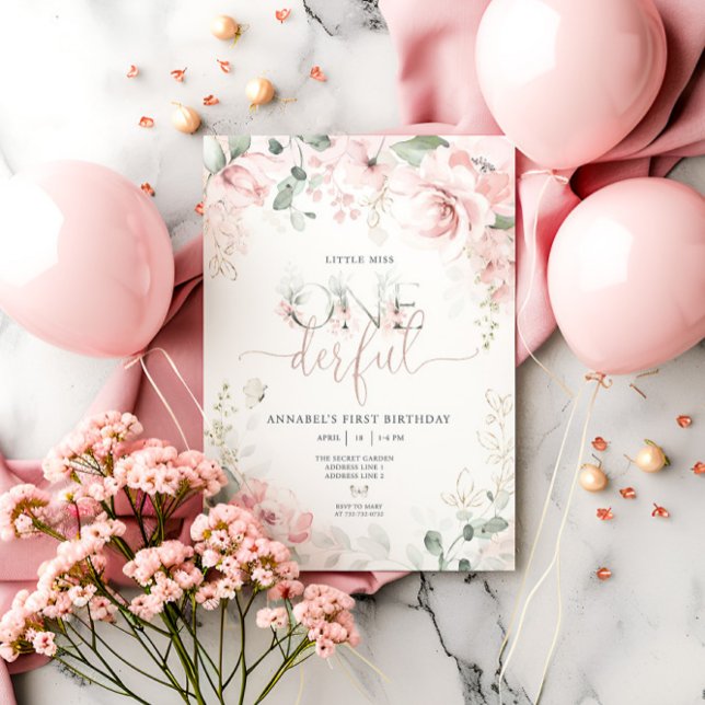 En Aluminium Petite Miss Onederful Real Foil Invitation (Créateur téléchargé)