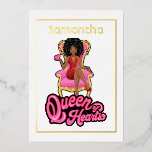 En Aluminium Pink and Gold Afro Anniversaire Foil Invitation