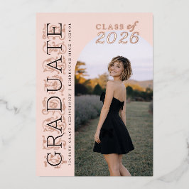 En Aluminium Pink Photo Graduation Rose Gold Foil Invitation