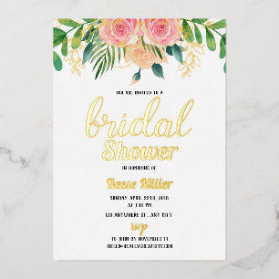 En Aluminium Poule d'or boho fleurie invitation douche nuptiale