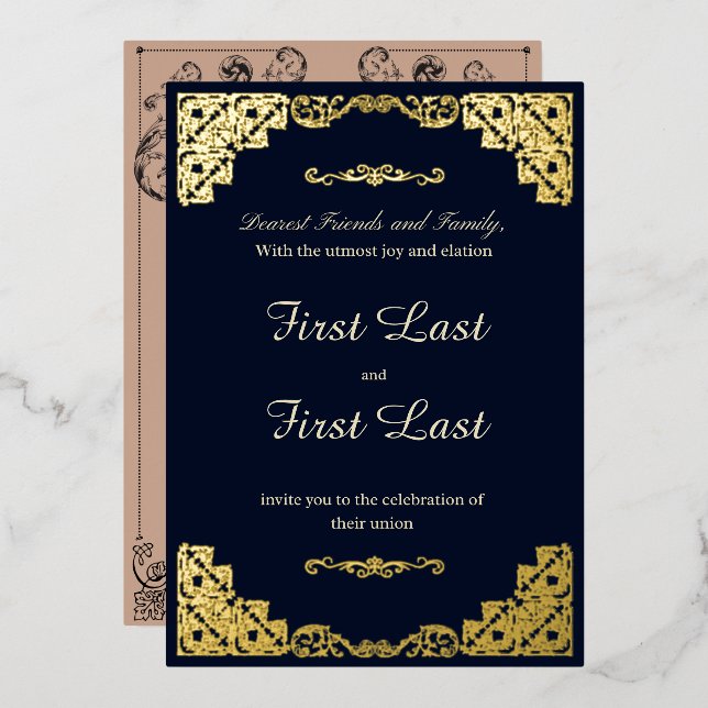 En Aluminium Pourcentage bleu foncé Invitation Mariage Foil (Recto/Verso)