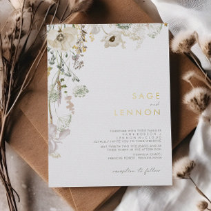 En Aluminium Pré Fleur sauvage lunaire   Invitation Gold Foil