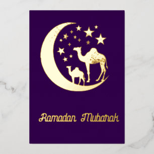 En Aluminium Ramadan - chameaux d'or - invitation à la feuille