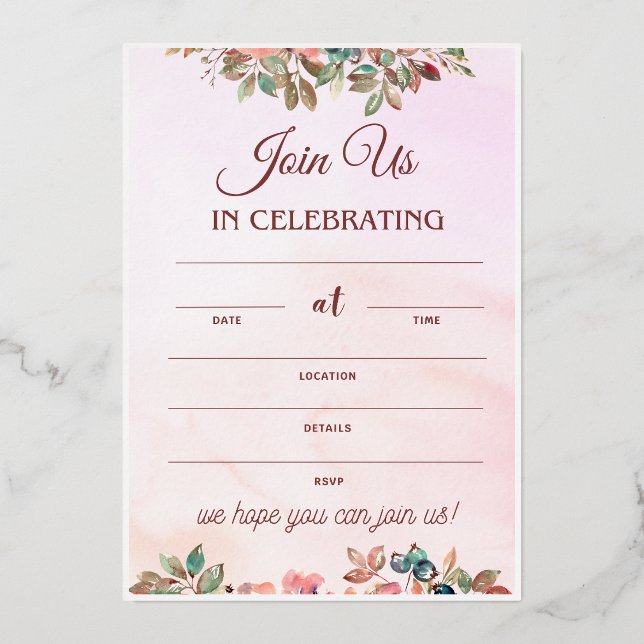 En Aluminium Réception de mariage Invitation Mariage mignon Pla (Recto)