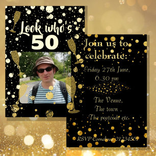 En Aluminium Regardez qui a 50 ans invitation photo 50e