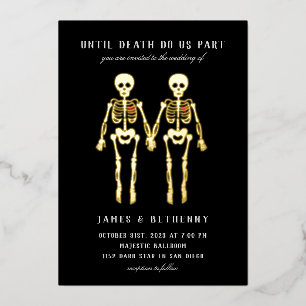 En Aluminium Romantique Skeletons Femme Foil Invitation