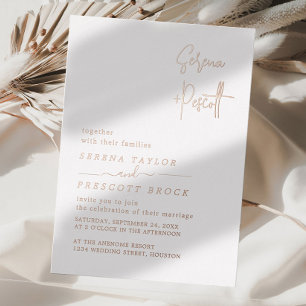 En Aluminium Rose Gold Script Mariage Real Foil Invitation