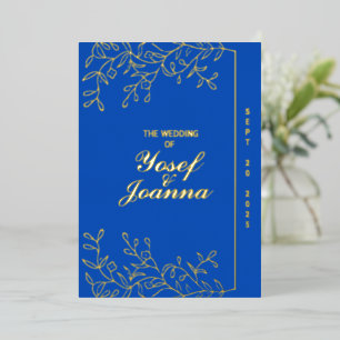 En Aluminium Sapphire Mariage Gold Foil Invitation
