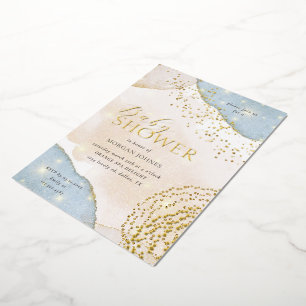 En Aluminium Script moderne Elegant Baby shower Foil Invitation