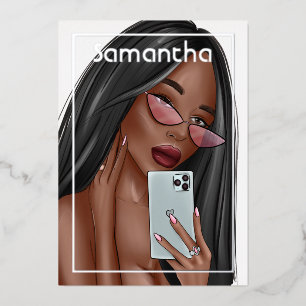 En Aluminium Selfie Femme Anniversaire Foil Invitation