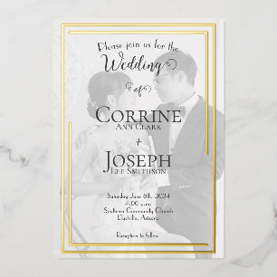 En Aluminium Simple Gold Foil photo invitation mariage
