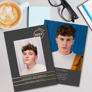 En Aluminium Simple Photo Graduate Foil Invitation