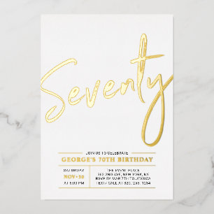 En Aluminium Soixante-dix Or Moderne 70e Invitation Anniversa