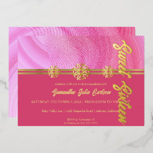 En Aluminium Stylish Rose Sweet 16 Invitation