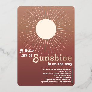 En Aluminium Sunshine Rose Gold Baby shower Foil Invitation