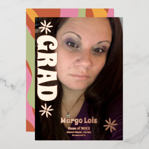 En Aluminium Super Florals Graduation Pressing Foil Invitation