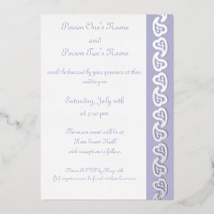 En Aluminium Sweet Paisley Hearts dans Lavender Foil Invitation