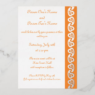 En Aluminium Sweet Paisley Hearts dans Orange Foil Invitation