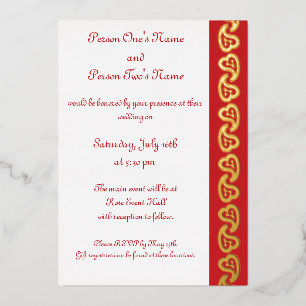 En Aluminium Sweet Paisley Hearts in Cherry Foil Invitation