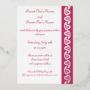 En Aluminium Sweet Paisley Hearts in Raspberry Foil Invitation