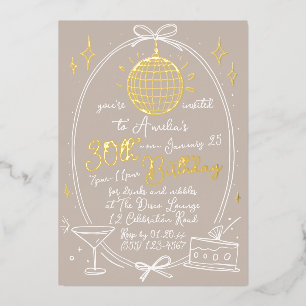 En Aluminium Thème Disco 30e anniversaire Invitation Real