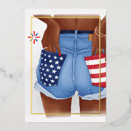 En Aluminium USA Denim Girl Birthday Party Foil Invitation