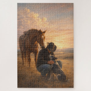 En bonne compagnie   Cowboy Cheval Chien   Puzzle
