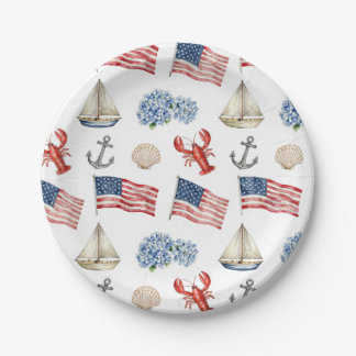 En Carton Assiettes 4 juillet nautiques