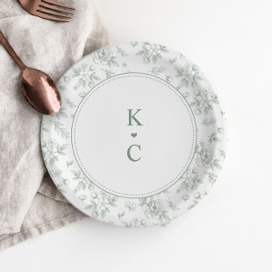En Carton Assiettes à dessert de mariage vintage florales ve