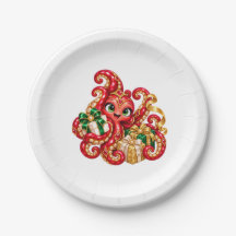 Assiettes à dessert de Noël – Eva la pieuvre