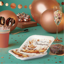 En Carton Assiettes carrées de 7 pouces Joyeux Thanksgiving
