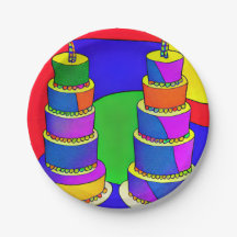 Assiettes d'anniversaire avec motif de gâteau