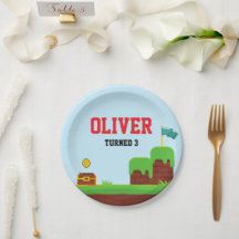 Assiettes d'anniversaire de jeu vidéo Fournitures