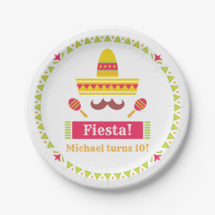 En Carton Assiettes d'anniversaire Fiesta Chapeau Maracas Mo