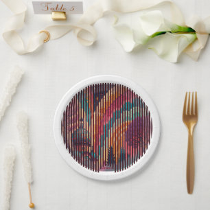 En Carton Assiettes de fête à dôme rayé fantaisie – Personna