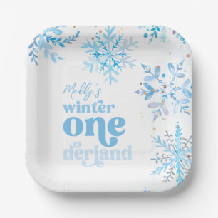 En Carton Assiettes de fête Blue Winter Onederland