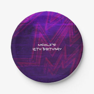 En Carton Assiettes de fête d'anniversaire Neon Glow Urban C