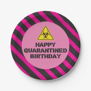 En Carton Assiettes de fête d'anniversaire quarantaine rose