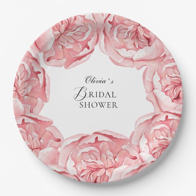 En Carton Assiettes de fête de douche de mariée Fleurs (Devant)