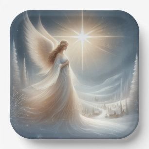 En Carton Assiettes de fête de Noël Ange Enchanté