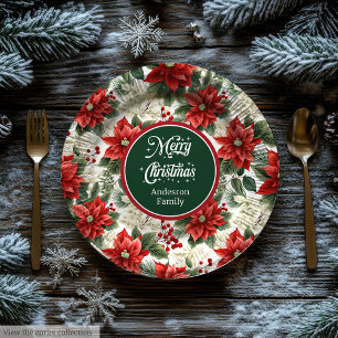 En Carton Assiettes de fête de Noël personnalisées Red Poins