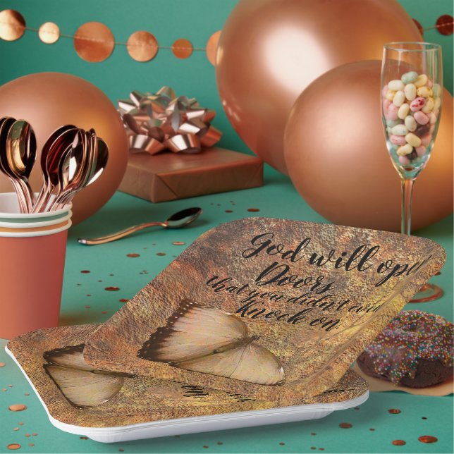 En Carton Assiettes de fête "Dieu ouvrira des portes" (Multi)