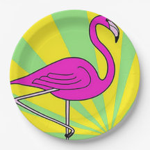 Assiettes de fête Flamant Rose