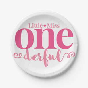 En Carton Assiettes de fête Little Miss Onederful
