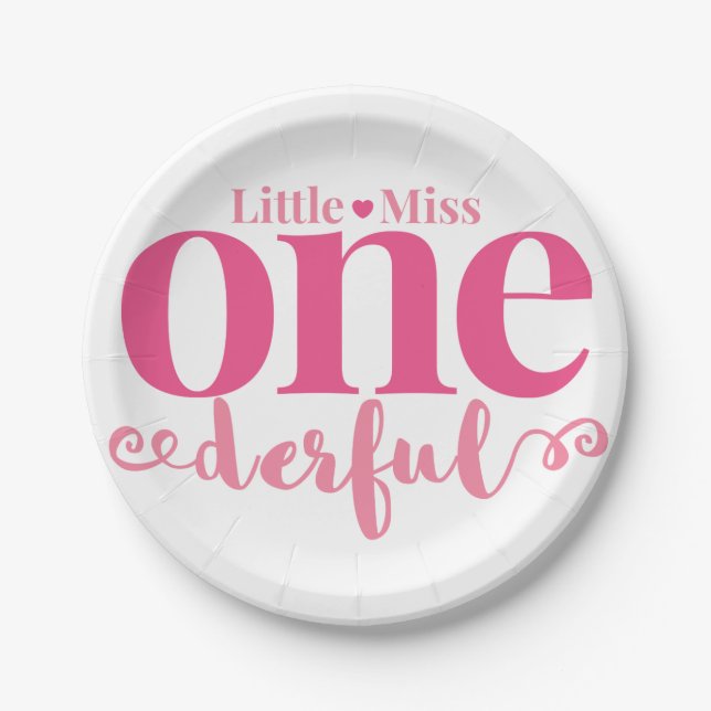En Carton Assiettes de fête Little Miss Onederful (Devant)