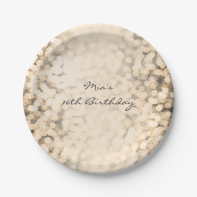 En Carton Assiettes de fête pailletées or champagne (Devant)