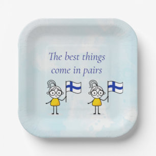 En Carton Assiettes de fête pour jumelles de Finlande
