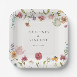 En Carton Assiettes de fête prénuptiale de thé floral