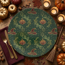 Assiettes élégantes de fête d'Halloween Witchy Whi